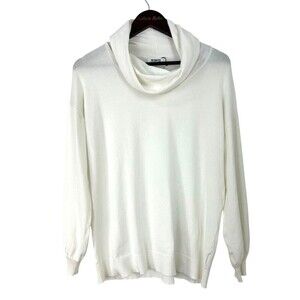 BB Dakota Womens Size L Cream White Cowl Turtle Neck Sweater Lightweight Soft R3